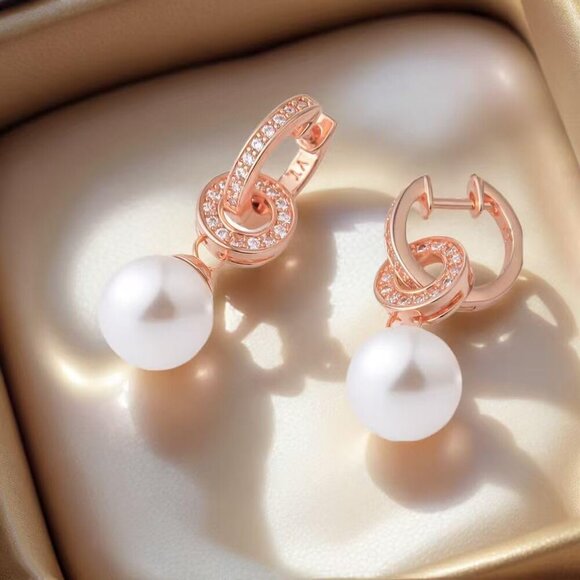 14K Gold Plated Pearl Drop Earrings for Women, Bridal Wedding Fashion Jewelry